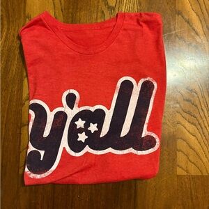 Bold Red Tee with 'Y'all' Design